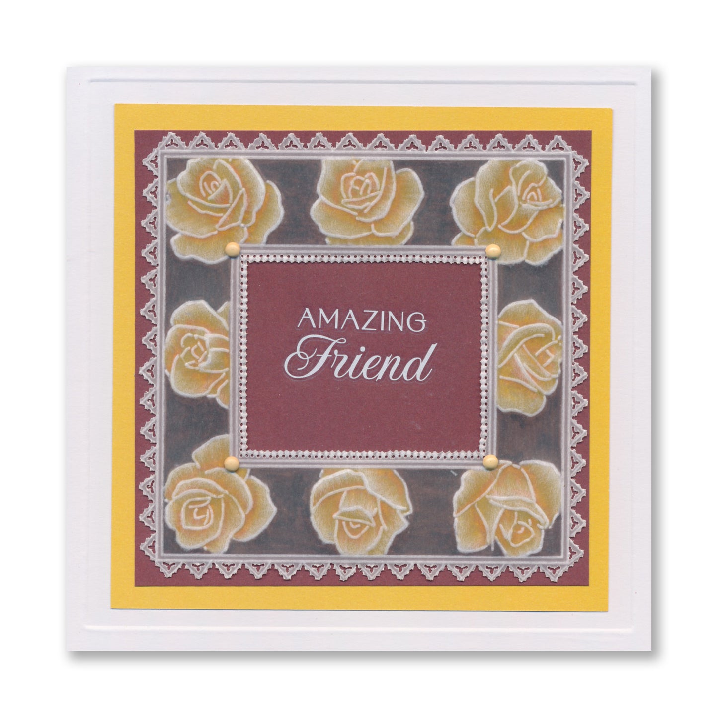 Festive Frame & Sentiments - Peace on Earth Rose A6 Square Groovi Plate