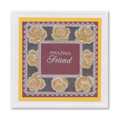 Festive Frame & Sentiments - Peace on Earth Rose A6 Square Groovi Plate