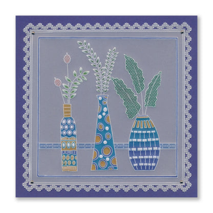 Barbara's SHAC Vases & Foliage A5 Square Groovi Plate