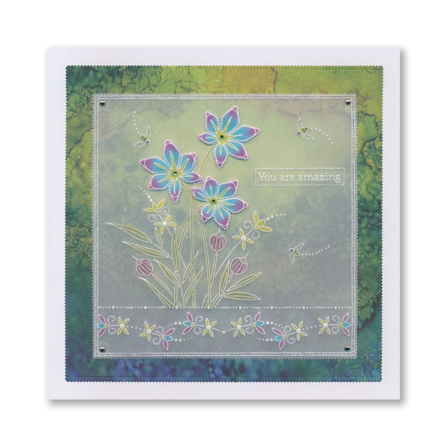 Winter Floral Spray A6 & Spacer Groovi Plate Trio