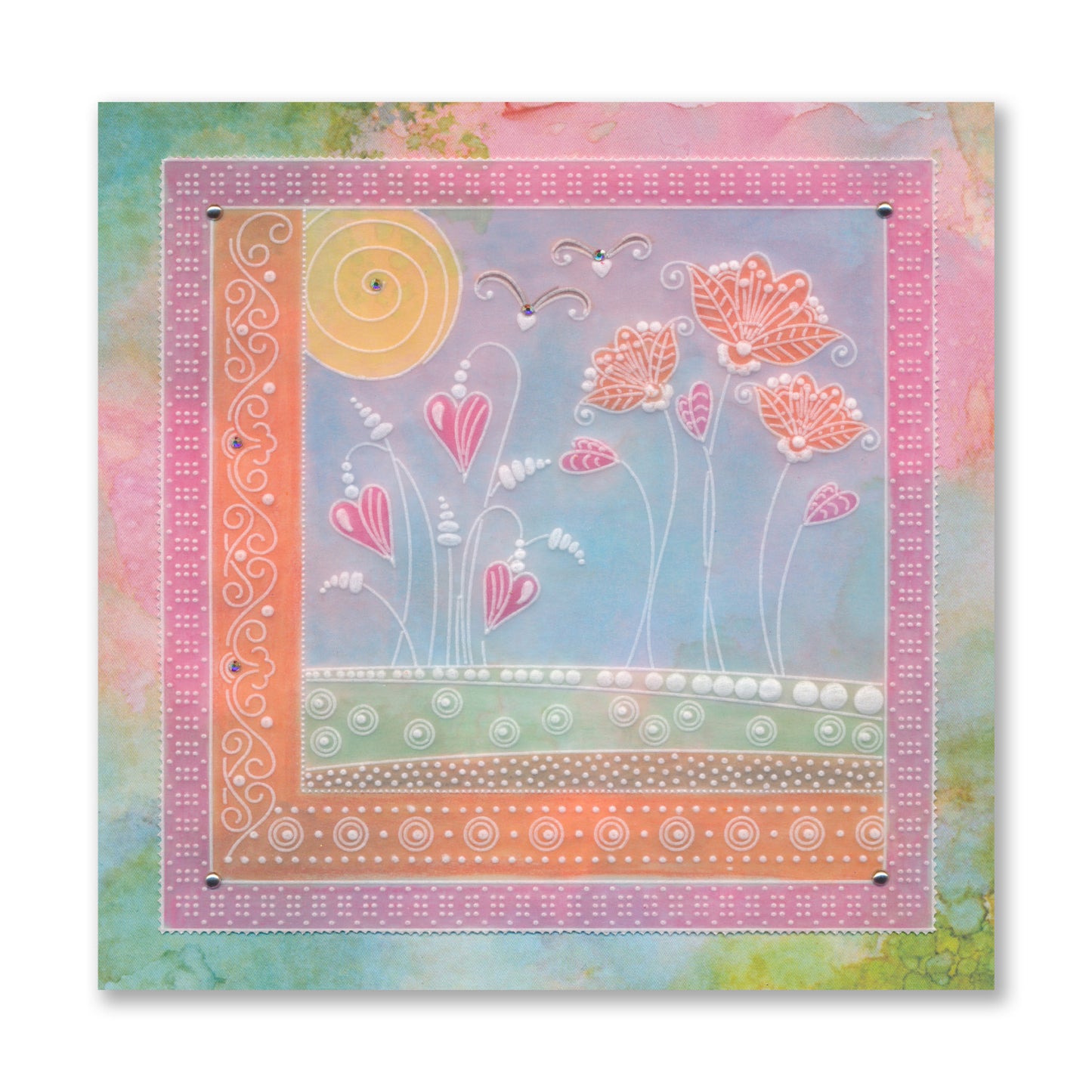Doodle Landscapes - Field & Flowers and Flowers in a Breeze A5 Square Groovi Plate Duo