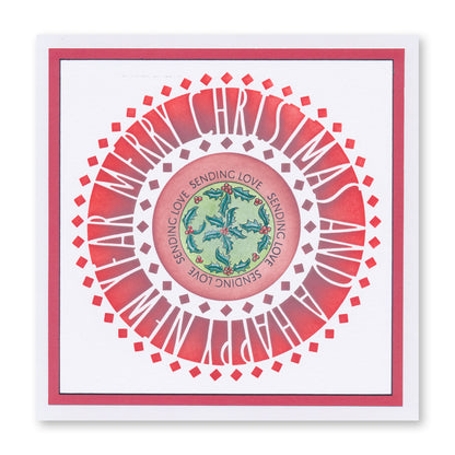 Linda's Christmas Floral Rounds A5 Stamp & Mask Duo with Framework Circles 7" x 7" Stencil