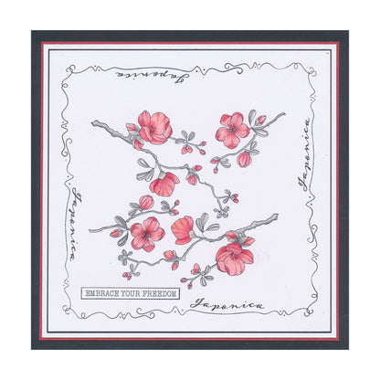 Barbara's SHAC Japonica Floral Panels A5 Square Stamp & Mask Set
