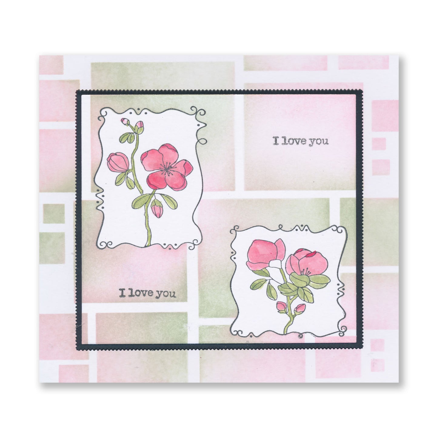 Barbara's SHAC Japonica Floral Panels Stamp, Mask & Stencil Trio