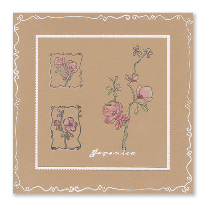 Barbara's SHAC Japonica Floral Panels A6 Square Stamp Set