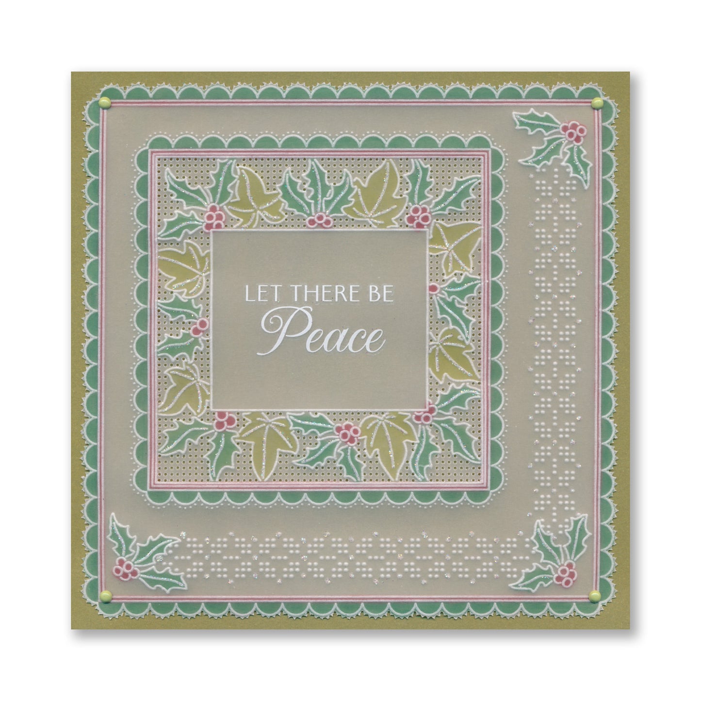 Festive Frame & Sentiments - Joy to the World Holly & Ivy A6 Square Groovi Plate