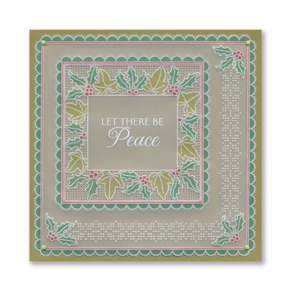 Festive Frame & Sentiments - Joy to the World Holly & Ivy A6 Square Groovi Plate