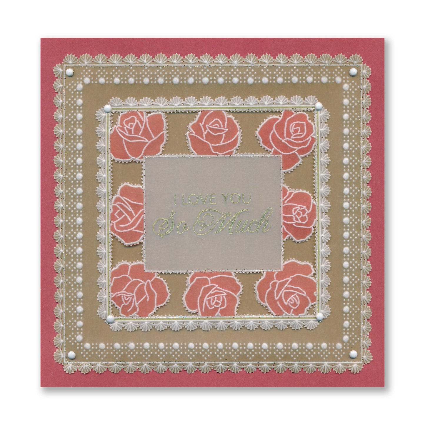 Festive Frame & Sentiments - Peace on Earth Rose A6 Square Groovi Plate