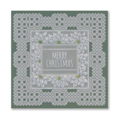 Festive Frame & Sentiments - Merry Christmas Poinsettia A6 Square Groovi Plate