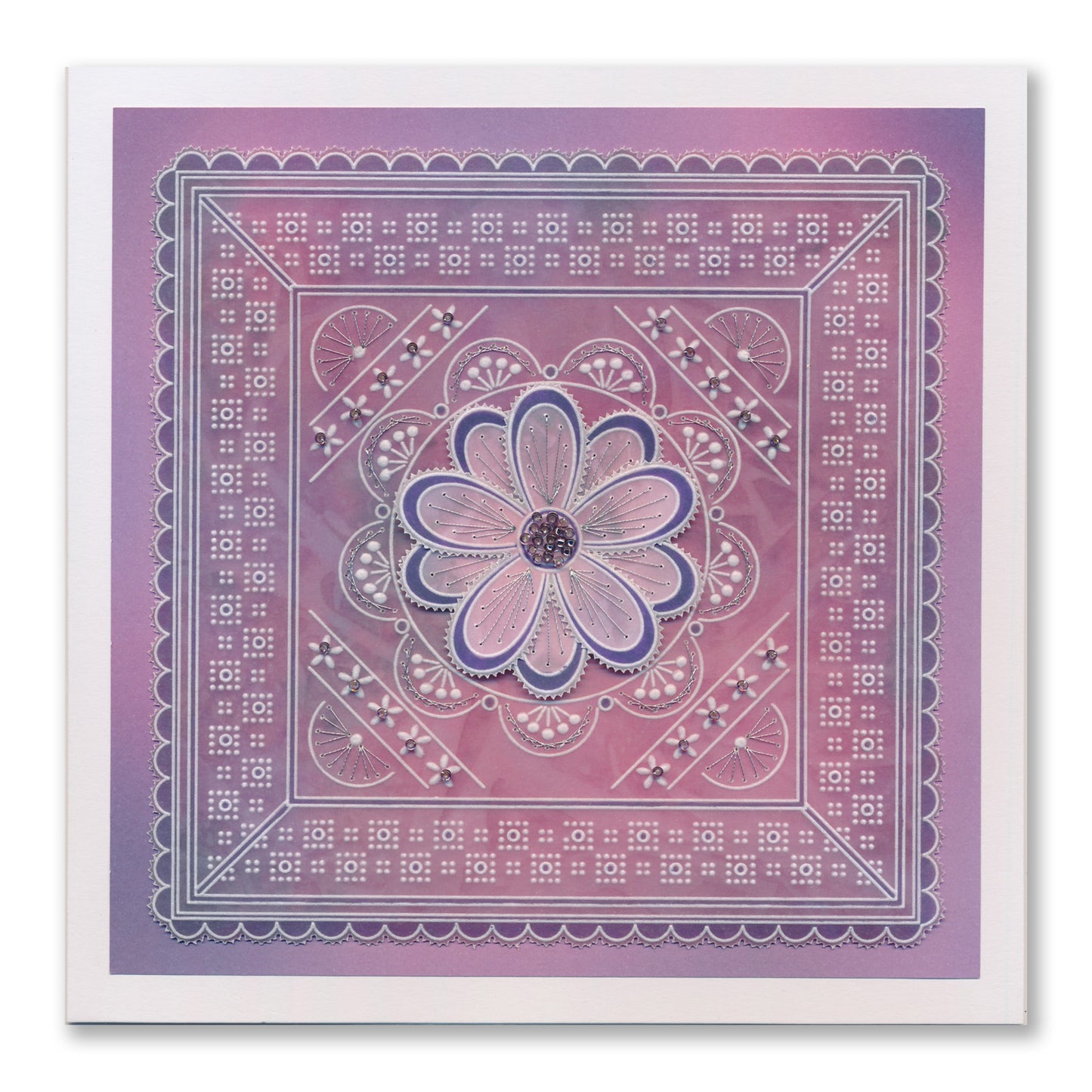 Tina's Floral Embroidery Parchlets A6 Square Groovi Plate Collection