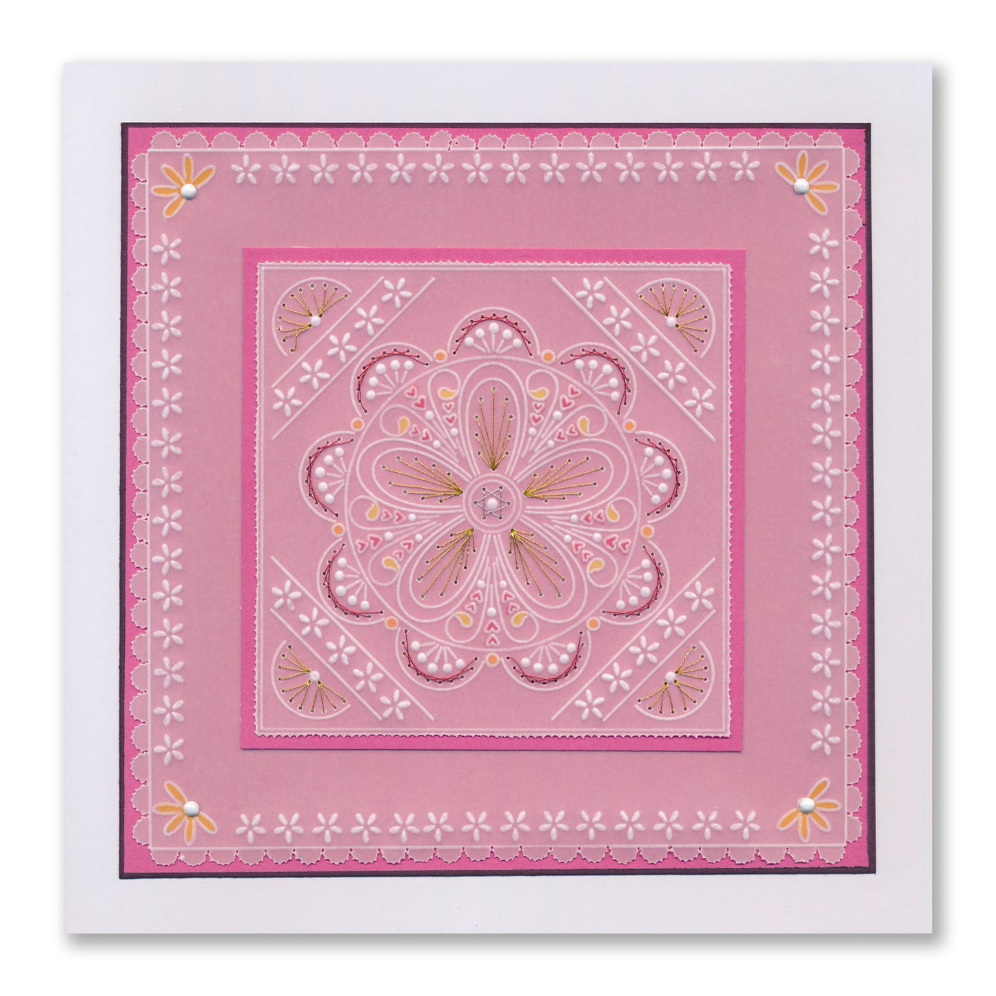 Tina's Floral Embroidery Parchlets A6 Square Groovi Plate Collection