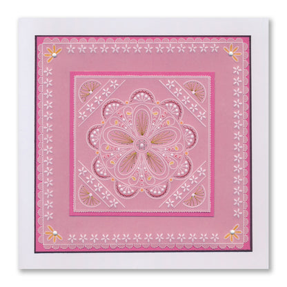 Tina's Buttercups & Fans Embroidery Parchlet A6 Square Groovi Plate