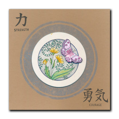 Barbara's SHAC Love - Japanese 2 Way Overlay Flowers & Butterflies Stamp, Mask & Stencil Duo