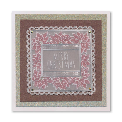 Festive Frame & Sentiments - Merry Christmas Poinsettia A6 Square Groovi Plate