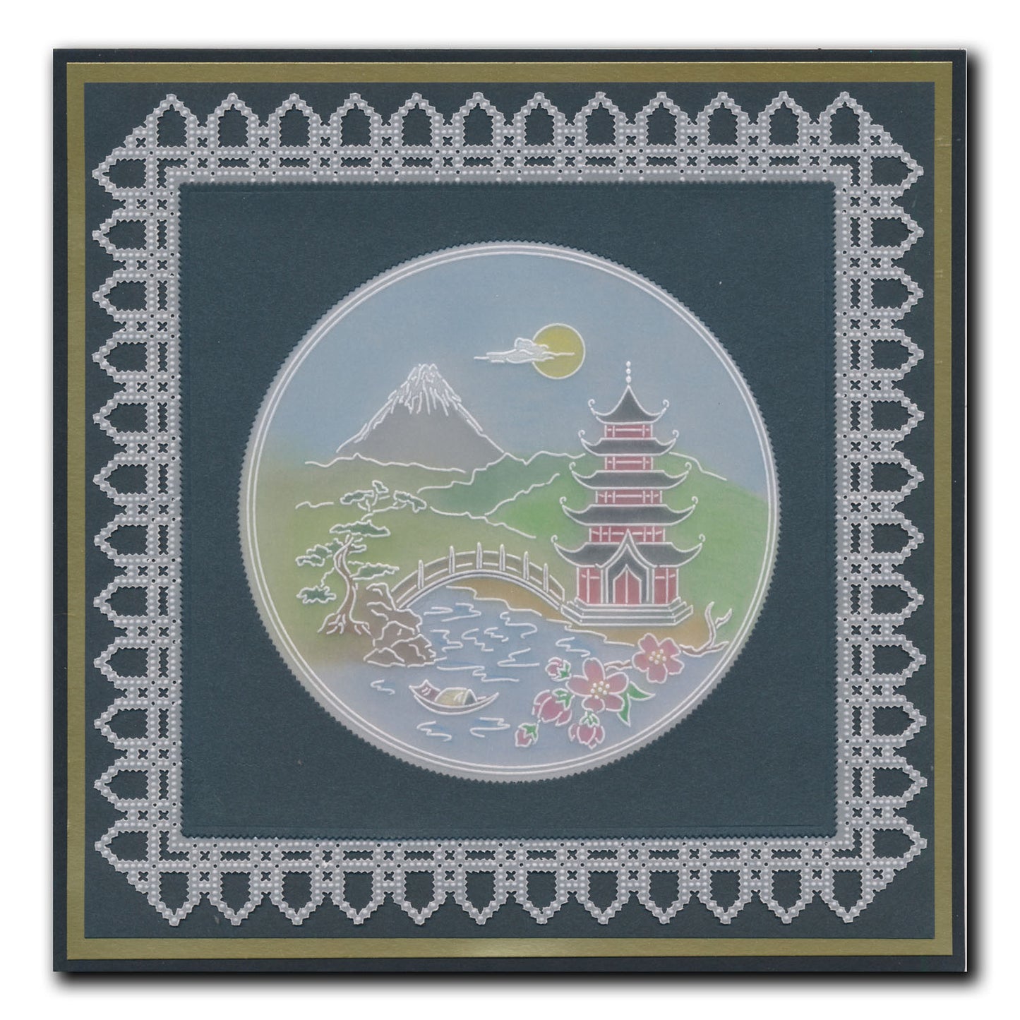 Linda's Japanese Pagoda Layering Frame A4 Square Groovi Plate