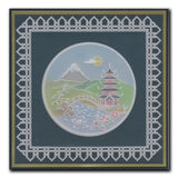 Linda's Japanese Pagoda Layering Frame A4 Square Groovi Plate