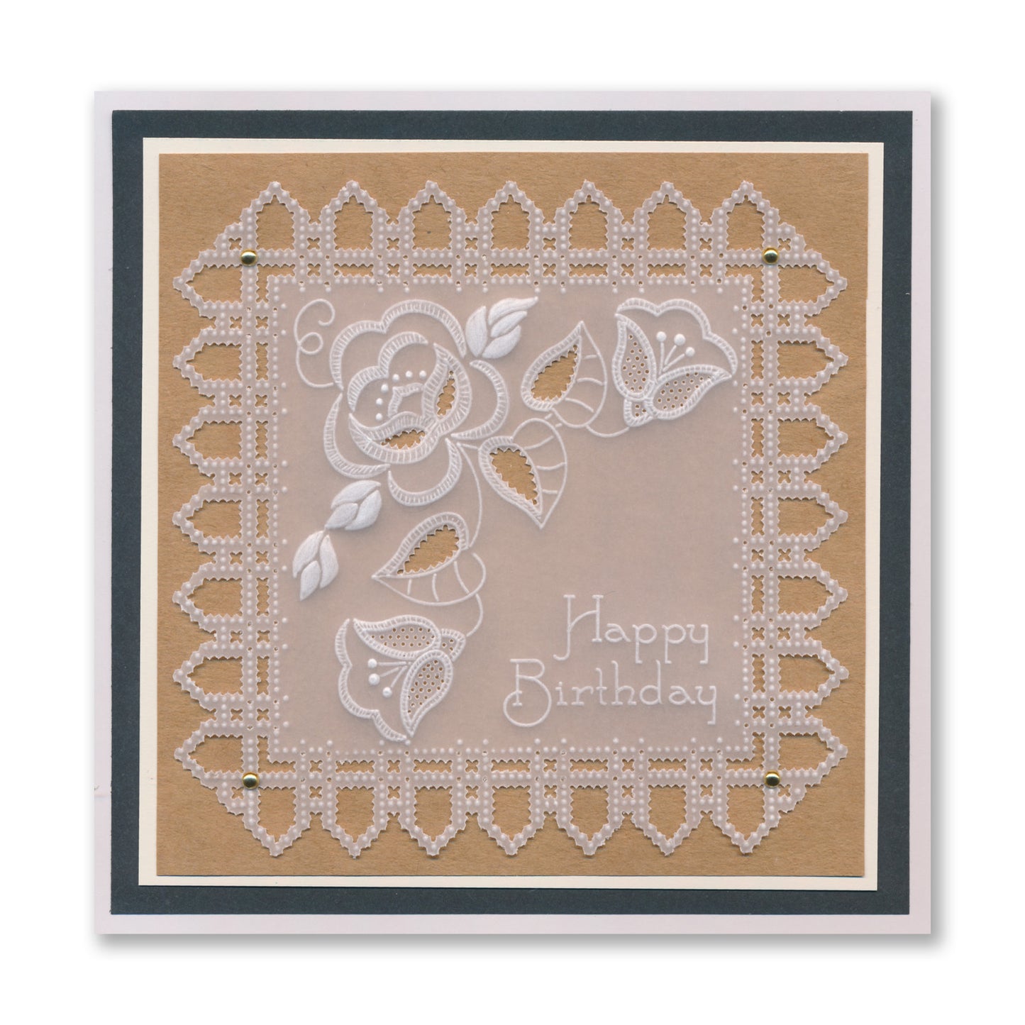 Linda's Richelieu Lace Camellia A5 Square Groovi Plate