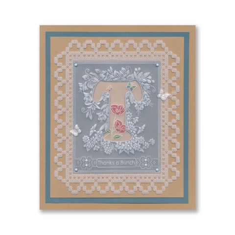 Linda's Floral Alphabet - Letter T A6 Square Groovi Plate