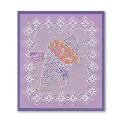 Linda's Floral Gifts A5 Square Groovi Plate Collection with A5 Green Two Tone Parchment