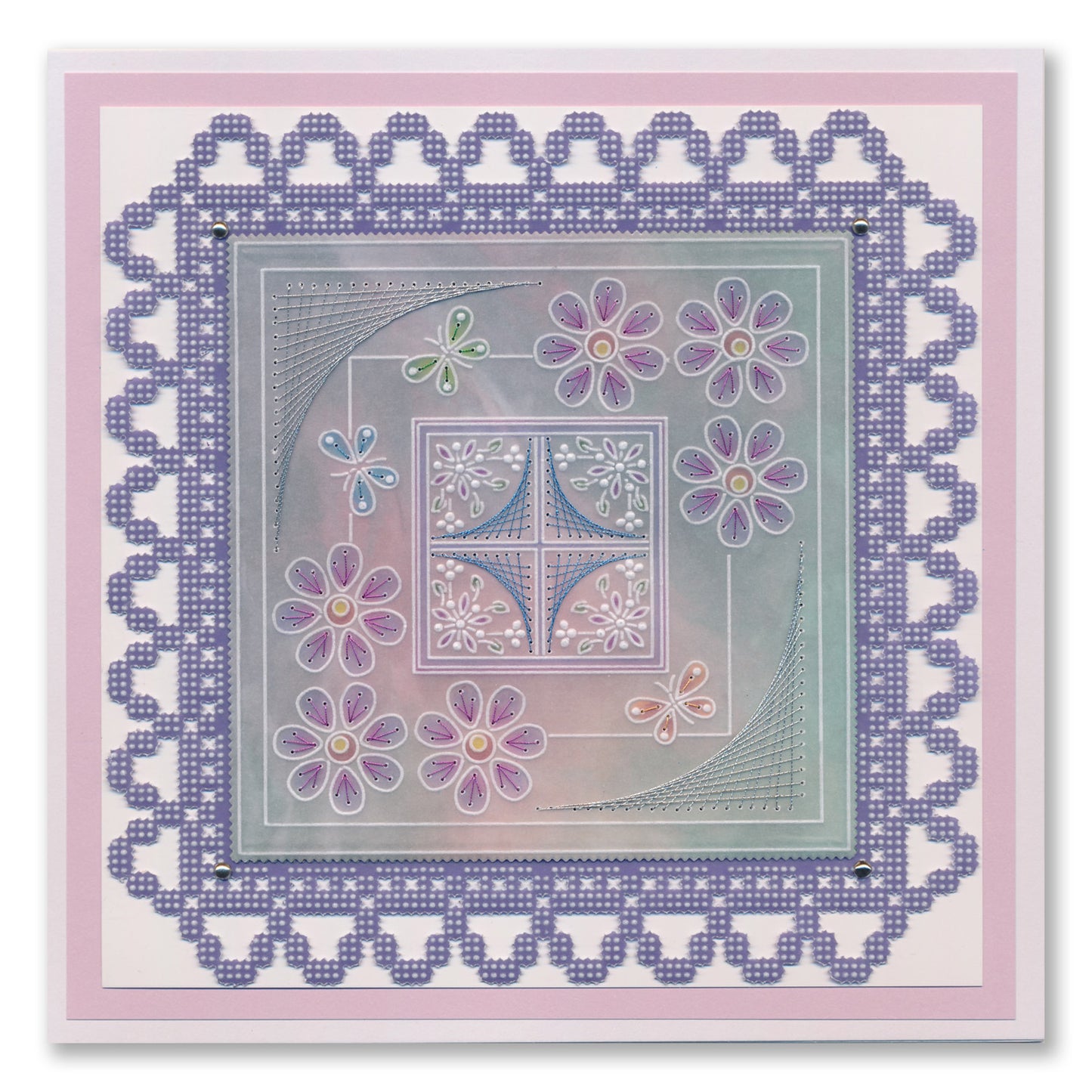 Tina's Floral Embroidery Parchlets A6 Square Groovi Plate Collection