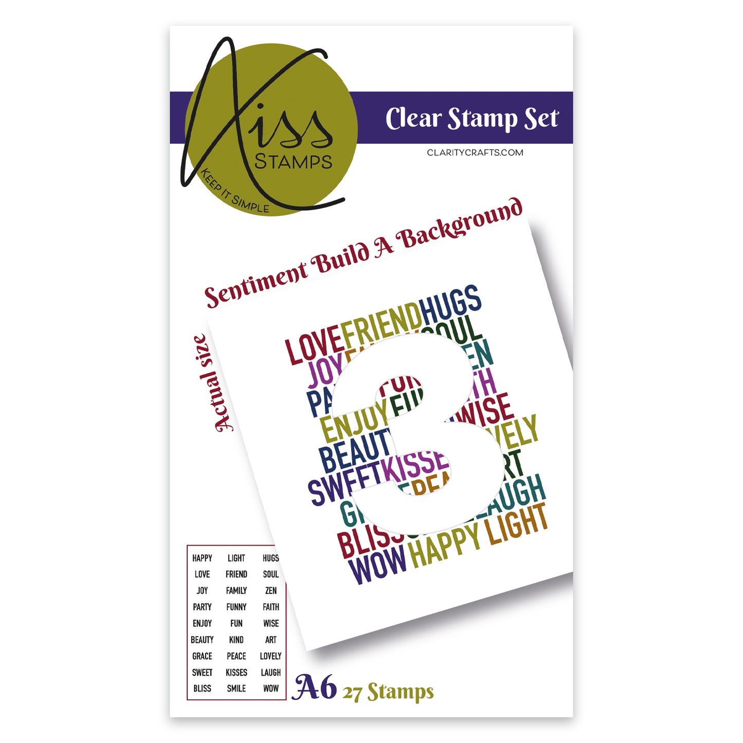 KISS by Clarity - Sentiment Silhouettes - Build a Background A6 Stamp Set