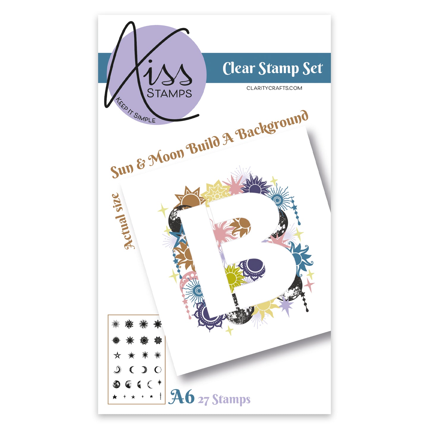 KISS by Clarity - Sun & Moon Silhouettes - Build a Background A6 Stamp Set