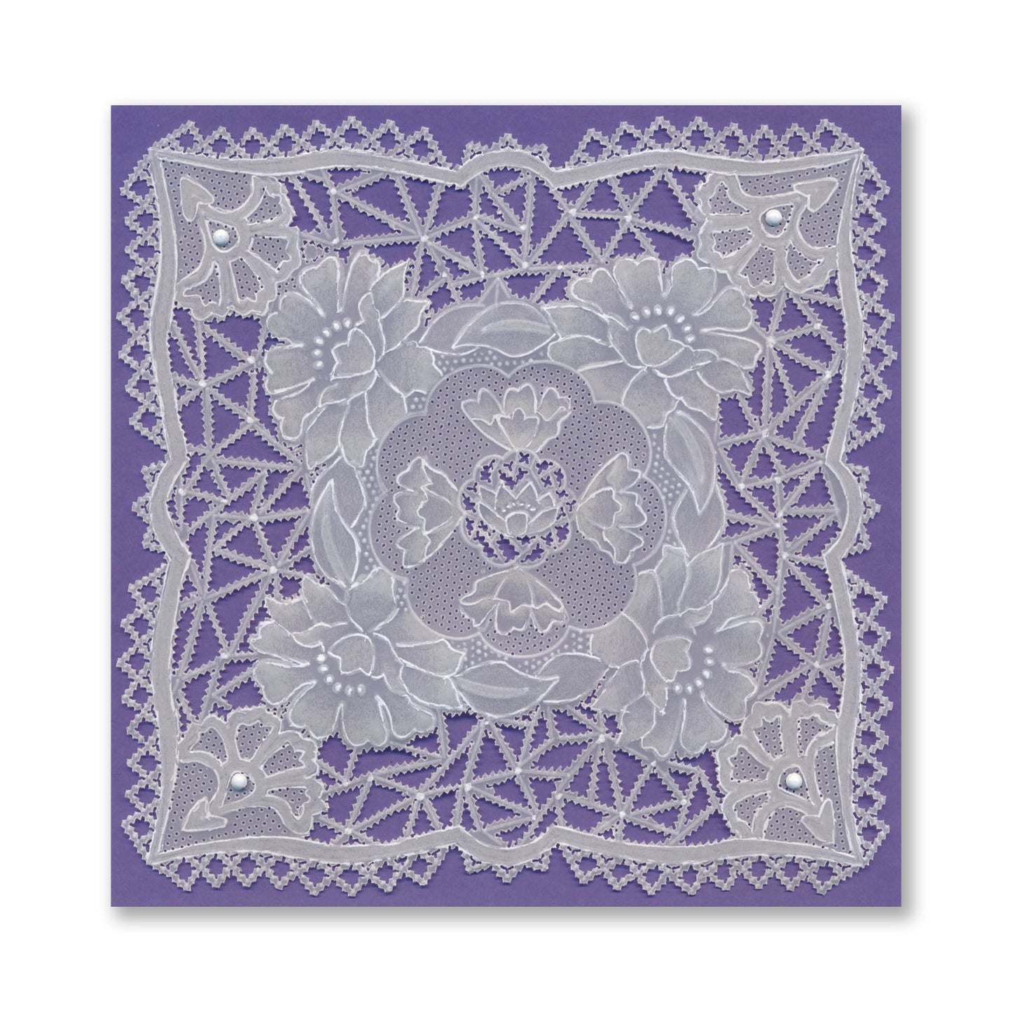 Linda's Richelieu Lace Background A5 Square Groovi Plate