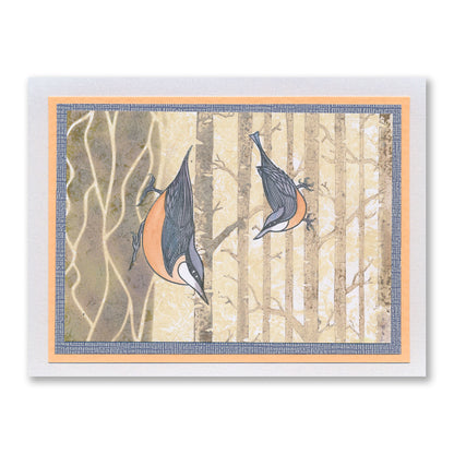 Nuthatches A6 Square Stamp & Mask Set
