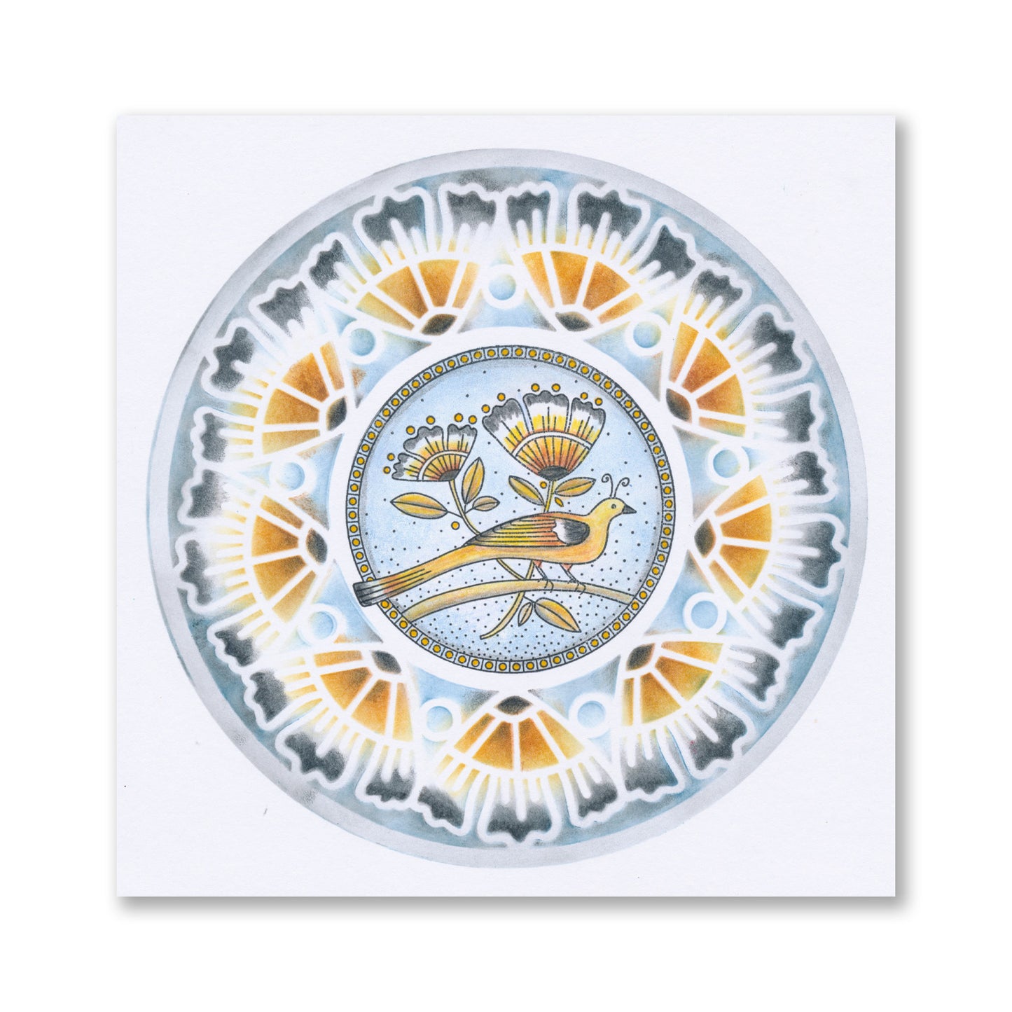 Barbara's Dreambird Circular Decorative Frame 7" x 7" Stencil