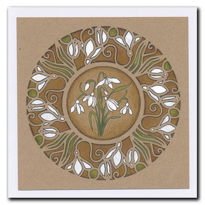 Barbara's SHAC Snowdrops Circular Decorative Frame 7" x 7" Stencil