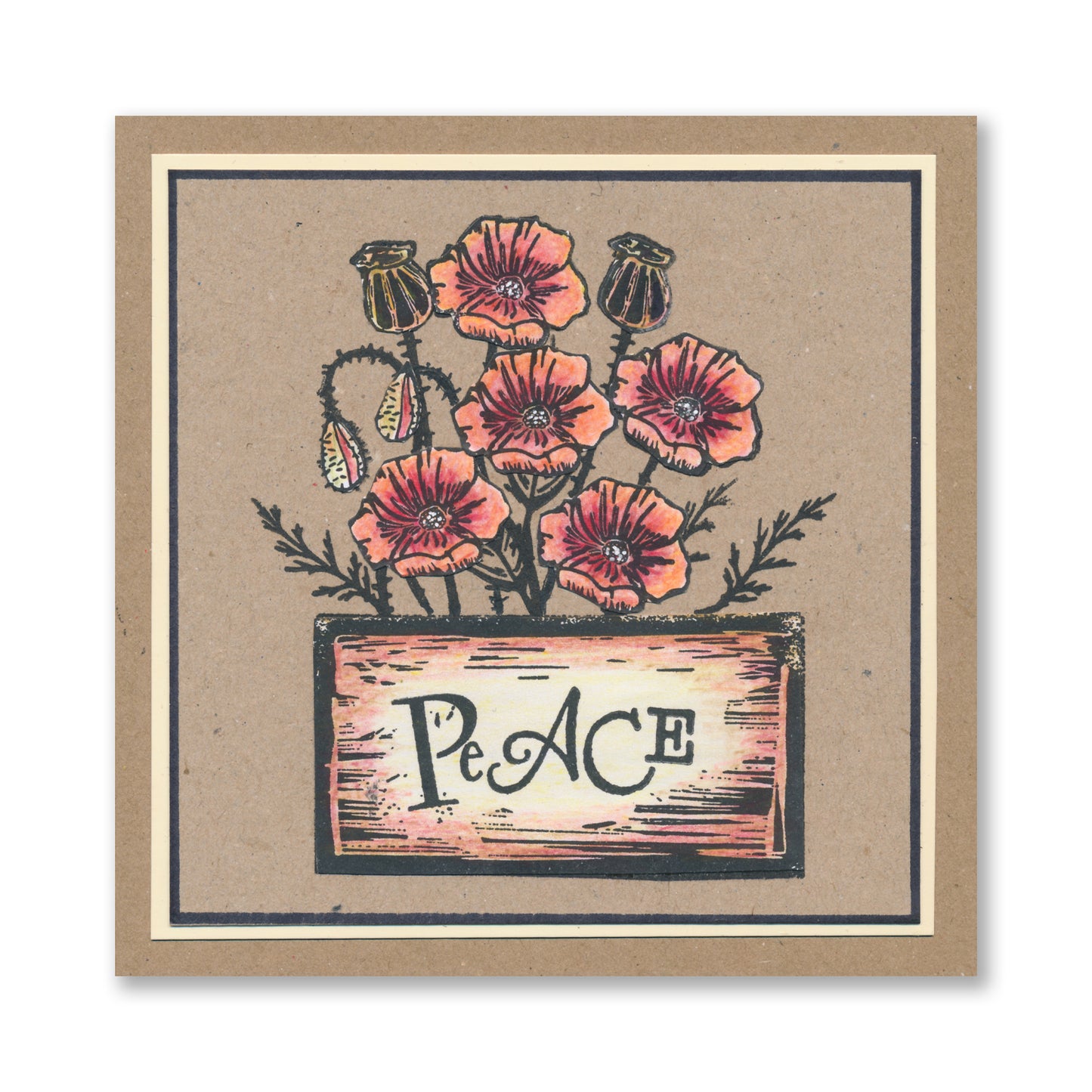Linocut Floral - Poppies A5 Stamp Set