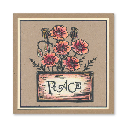Linocut Floral - Poppies A5 Stamp Set