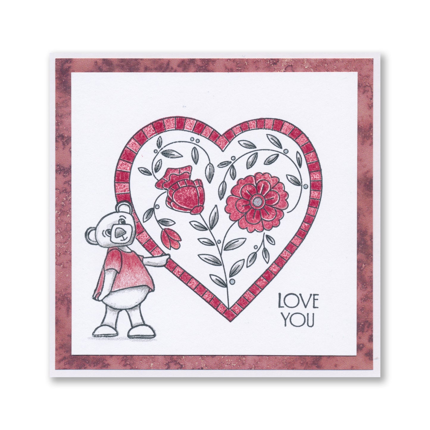 Barbara's Floral Hearts A5 Stamp & Mask Set