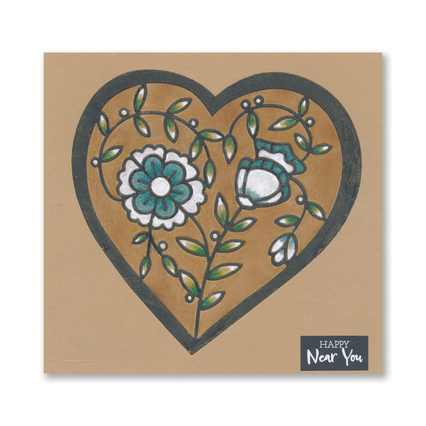 Barbara's Petunias Floral Heart 7" x 7" Stencil