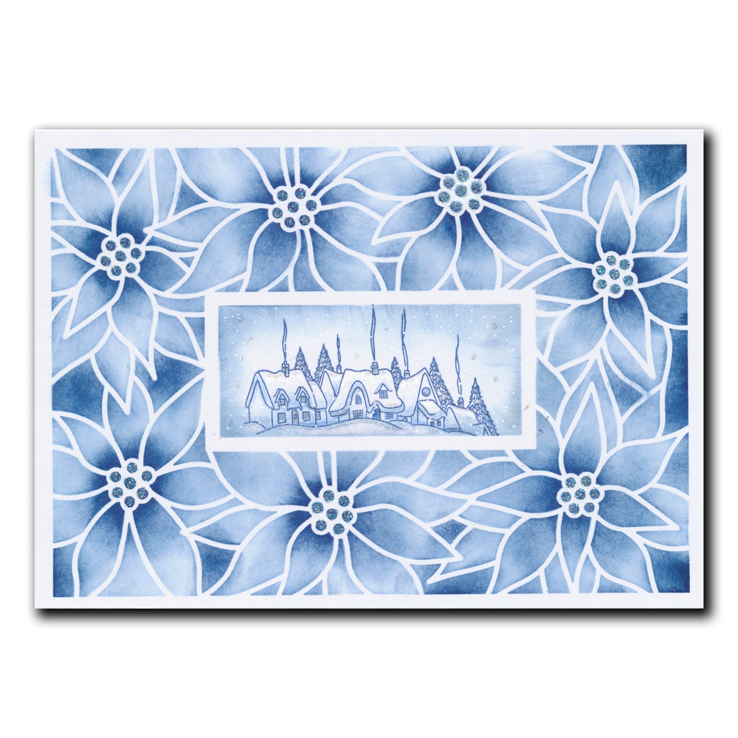 Poinsettia Rectangle Aperture Frame A5 Stencil