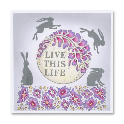 Barbara's Strength - Floral Crescent - Two Way Overlay A6 Stamp Set