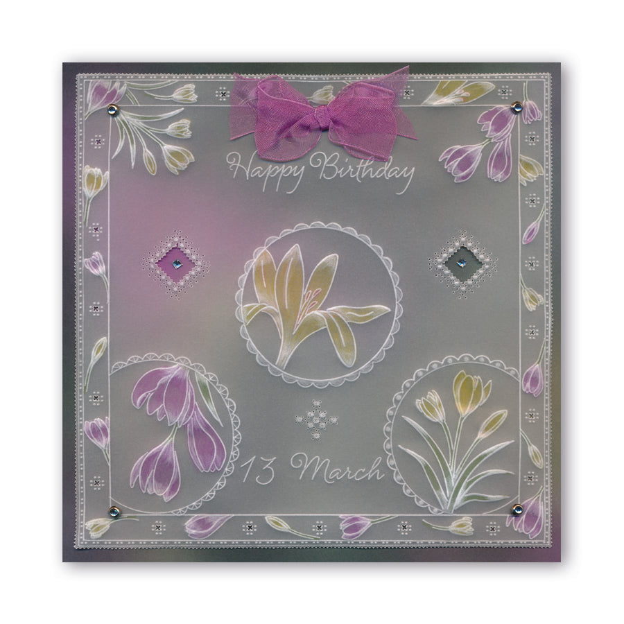 Linda's 123 - C Hydrangea, Crocus & Narcissus A5 Square Groovi Plate