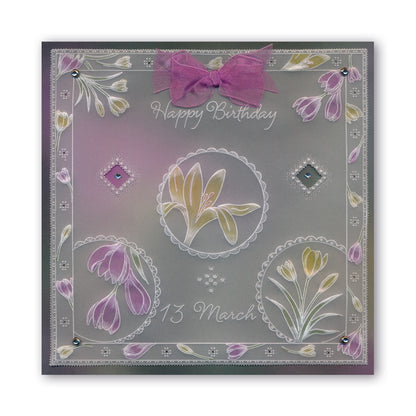 Linda's 123 - C Hydrangea, Crocus & Narcissus A5 Square Groovi Plate