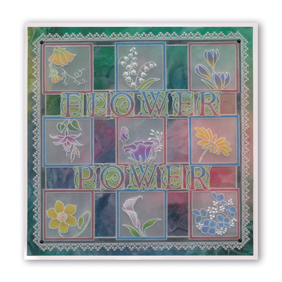 Linda's 123 - A Daisy, Lily of the Valley & Fuchsia A5 Square Groovi Plate