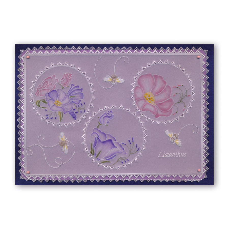 Linda's 123 - B Sweet Pea, Lisianthus & Lily A5 Square Groovi Plate