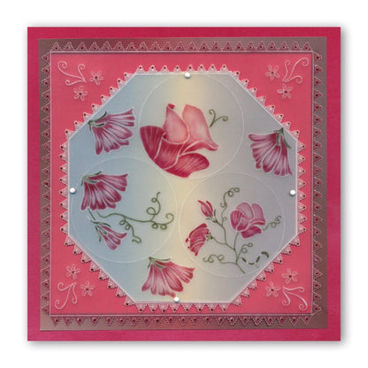 Linda's 123 - B Sweet Pea, Lisianthus & Lily A5 Square Groovi Plate