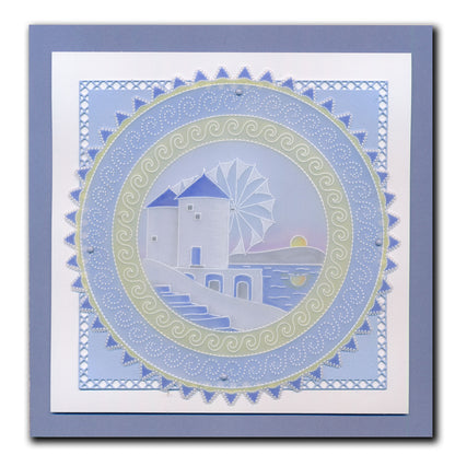 Linda's Windmills of Mykonos Layering Frame A4 Square Groovi Plate