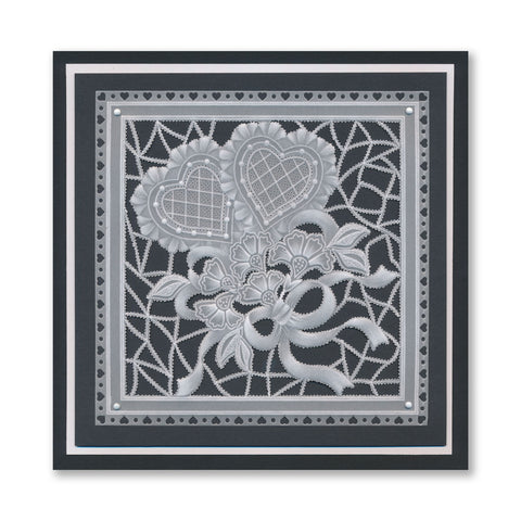 Linda's Richelieu Lace Background A5 Square Groovi Plate