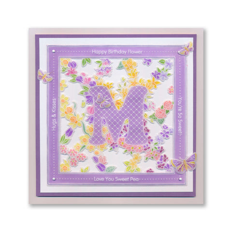 Linda's Floral Alphabet - Letter M A6 Square Groovi Plate