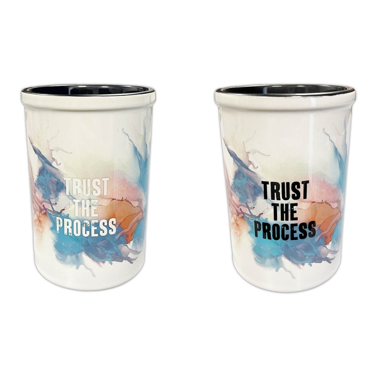 Large Ceramic Brush Pot - Trust The Process - White Writing