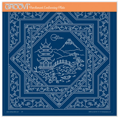 Linda's Japanese Pagoda Layering Frame A4 Square Groovi Plate