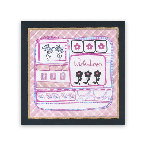 Flower Power Retro Layout Montage A5 Stamp & Mask Set