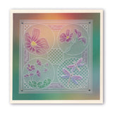 Linda's 123 - F Dragonfly, Water Iris & Water Lily A5 Square Groovi Plate