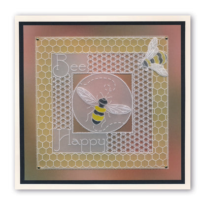 Linda's 123 - D Bumble Bee, Clover & Coneflower A4 Square Groovi Plate