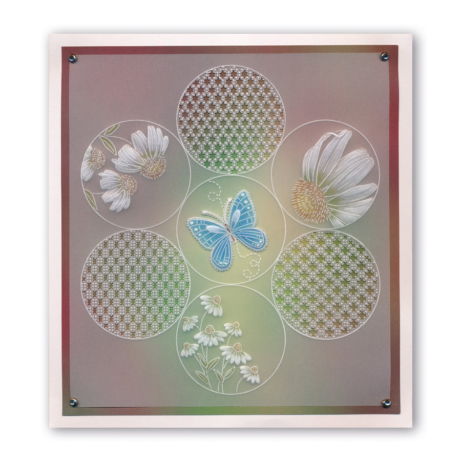 Linda's 123 - D Bumble Bee, Clover & Coneflower A4 Square Groovi Plate